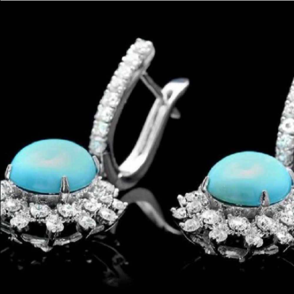 🎉👏🌺HOST PICK 🎉❤️💍14k Gold 4.00ct Turquoise 1.70ct Diamond Earrings